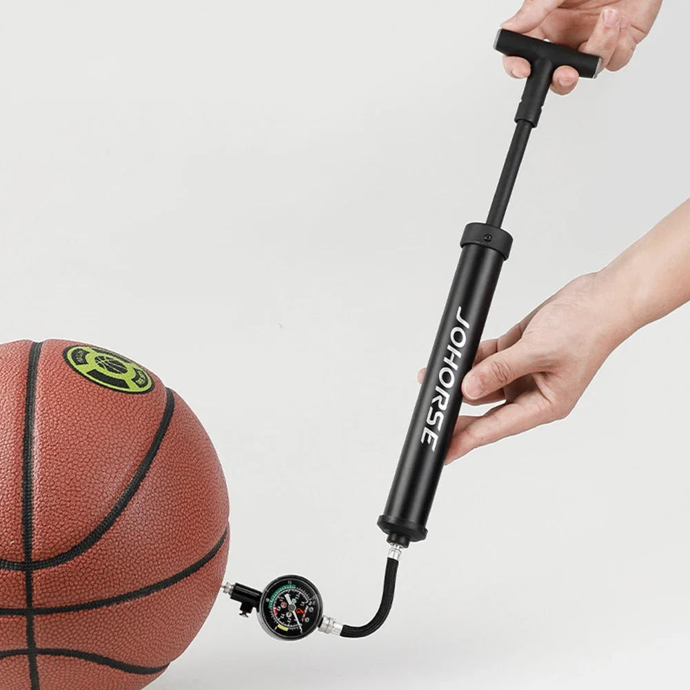 Flexible air hose with extended design for secure inflation – prevents needle twisting during use-pumping up a basketball