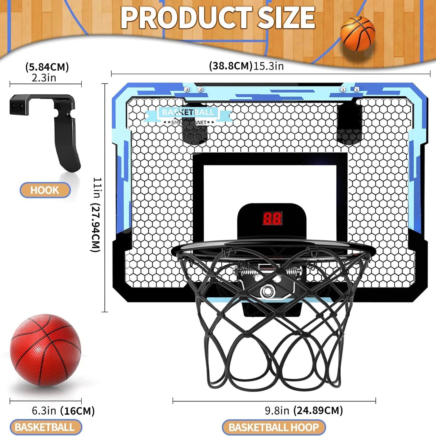 Indoor mini hoop swish tracker