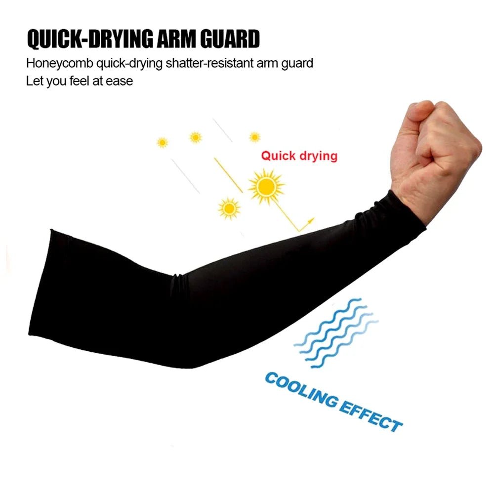 Multi-color compression arm sleeves for sports protection, featuring breathable and stretchable material. Ideal for basketball, running, and other outdoor activities to enhance performance and provide UV protection. Available in red, white, black, and blue for a stylish and comfortable fit